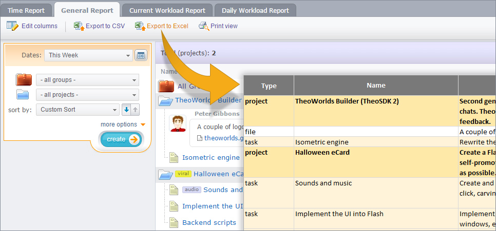 export file list to excel